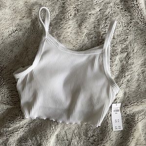 White ribbed tank swim top